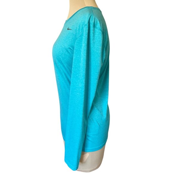 Nike Women's Dri-Fit Long Sleeve Athletic T Shirt Aqua/Turquoise, Size M EUC - Picture 2 of 6